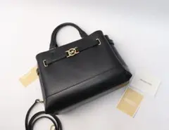 新品 マイケルコース REED センタージップ ベルテッド バッグ 本革 黒