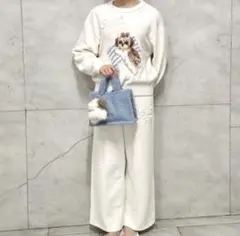 ジェラートピケ シーズージャガードプルオーバー＆ベビモコロングパンツセット