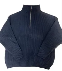 セーター　ハーフジップ　ネイビー ビッグシルエット 紺