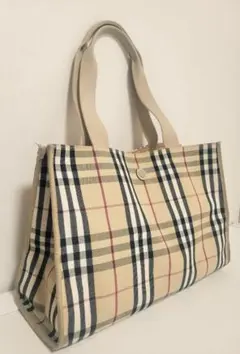 BURBERRYチェック柄キャンバストートバッグ お洒落