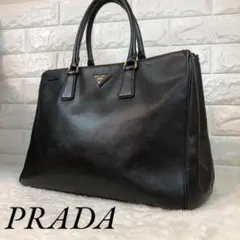 美品★ PRADA ガレリア サフィアーノ　トートバッグ　ブラック　レザー