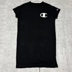 美品 Champion ロング丈 Tシャツ ブラック ワンポイント チャンピオン
