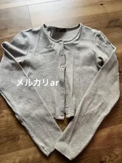 ZARA クロップド　リブ　カーディガン　グレー