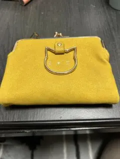 猫の顔デザイン 二つ折り財布 イエロー