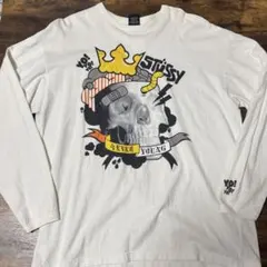 00s Old Stussy 長袖Tシャツ ホワイト　スカルのサムネイル