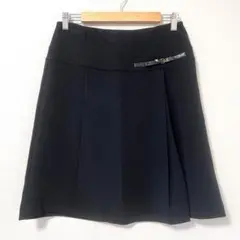 ◉MAX&Co　ひざ丈台形スカート　ワンポイントプリーツ　XL　黒