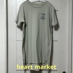 heart market ロング丈半袖Tシャツ モスグリーン