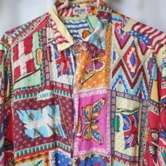 80Ｓ〜90Ｓ NAF NAF カラフル ビンテージボタンダウンシャツ