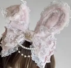 パールレース付ヘッドドレス♡ビックリボン＆うさ耳カチューシャ2点♡新品未使用品