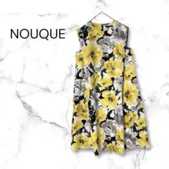 NOUQUE 花柄ワンピース フレア Aライン ノースリーブ 春夏 イエロー　M