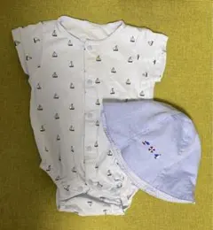 ファミリア　半袖ロンパース60  & ファミリア　帽子45 ファミリアセット