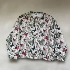 scolarノーカラー　シャツカーディガン　美品　蝶総柄のサムネイル