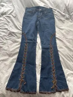 y2k 平成ギャル レースアップフレアデニム