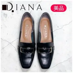 美品✨️ DIANA スクエアトゥ 本革 金具 ローファー 黒 22cm WD