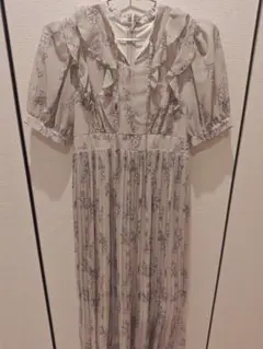 MERCURYDUO 花柄プリーツロングワンピース グレーピンク S 美品