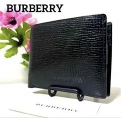 BURBERRY ブラック レザー 二つ折り財布