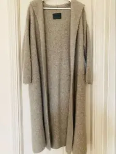 フード付きニットモヘアロングコート