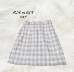レディース スカートミニ丈 チェック ライトグレー サイズF 裏地（パンツ）台形