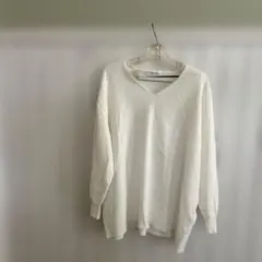 OPAQUE.CLIP ホワイト Vネック 長袖ニット　M〜L