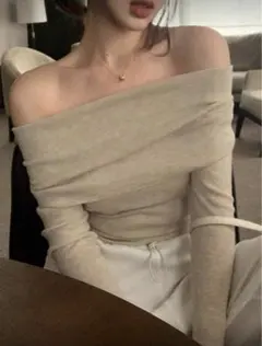 dazyオフショルニットベージュ s