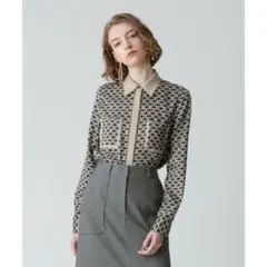 【美品】アルアバイル　モダンチェーンプリント配色シャツのサムネイル