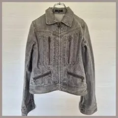 COMME CA ISM デニムジャケット M グレー ジップデザイン Y2K