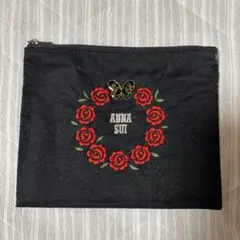 ANNA SUI ポーチ バラ 蝶 刺繍 ブラックのサムネイル