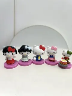 チョコエッグキティ　まる子　昭和アイドル風　70年代　指ハート　ソロキャンプ5体