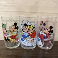 ディズニー ミッキー ミニー レトロ ガラスコップ 3個セット