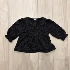 【バースデイ】mirror bae 黒 フリル 長袖トップス【90cm】