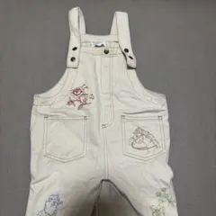 softcheese しまむら　刺繍　オーバーオール　ソフチー　サロペット