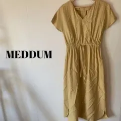 メデューム レディース ロングワンピース Vネック イエロー M ストライプ