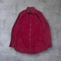 カ*ギ様 【US輸入】アメリカ古着ストライプ柄メンズ長袖シャツアメカジレッドXX