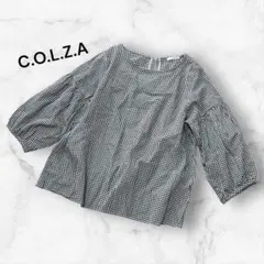 COLZAコルザ☆ブラウス　プルオーバー　ギンガムチェック　黒　白　ゆったり　L