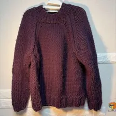 【肉厚】ヴィンテージ ハンドニット セーター 紫 ローゲージ ゆるだぼ 太アーム