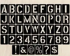 ステンシルシート アルファベット 文字 数字 記号 42枚