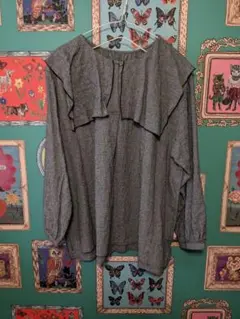 ❤格子柄セーラーカラー長袖ブラウス