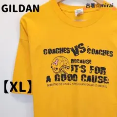 【夏物セール】GILDAN アメフト プリントTシャツ イエローXL USA古着
