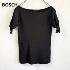 美品 BOSCH 袖リボン ボートネック サマーニット 38 M ブラック 黒のサムネイル