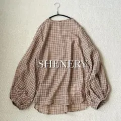 新品タグ シーナリー シアーブラウス チェック柄 タックボリューム 