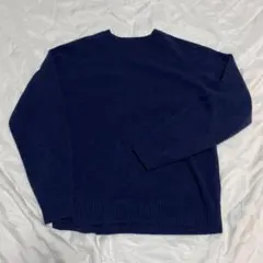 ユニクロ ラムクルーネックセーター 68ブルー 青 XL