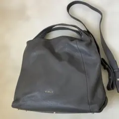 極美品】FURLA ワンショルダーバッグ ホーボー シボレザー 黒 A4 肩掛