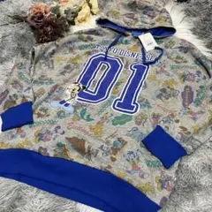 東京ディズニーリゾート　限定　総柄83パーカー　未使用タグ付き　ブルー