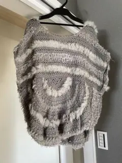 グレー ニットベスト オーバーサイズ