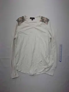 ◎バーバリー ノバチェック切替コットン長袖カットソー Mサイズ レディース