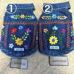 タイムセール！！RAG☆STAR 花柄刺繍 デニム犬服1号 ラグスター1着