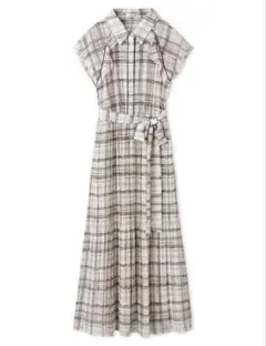 Frayid ステンカラープリーツワンピース チェック柄