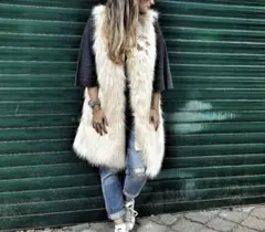 しいちゃん様　フェイクファー　ロングベスト