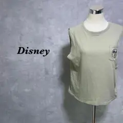 Disney タンクトップ ミッキー プリント グリーングレー M 4227