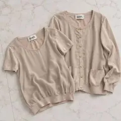 ROPE ロペ アンサンブル M カーディガン 半袖トップス シフォン切替